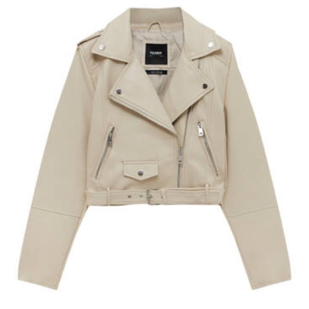 Pull&Bear Light Tan Faux Leather Jacket